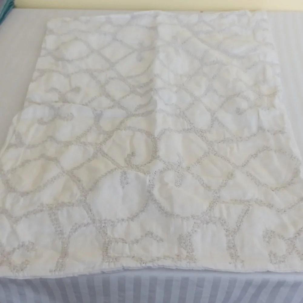 Restoration Hardware ivory tan embroidered cotton standard pillow sham RH
